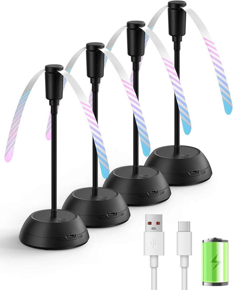 Edvision 4PCS Food Fan for Table, 2000mAh Rechargeable Portable Tabletop Fans with Holographic Blades and 360° Goose-Neck, Table Food Spinner Quiet for Picnic, Home, Party, BBQ(Black) - Image 1
